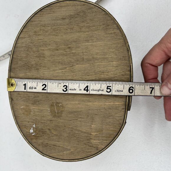 Primitive Old Time Wooden Ware Oval Shaker Style Box Decor Trinket Storage - Picture 12 of 13